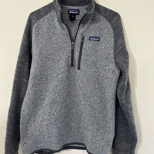 Patagonia Men's Better Sweater 1/4 Zip-Up Fleece Pullover Gray Sweater